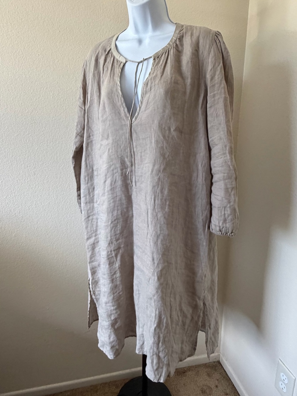 James Perse Linen Tunic with Tie Neck mini dress 3